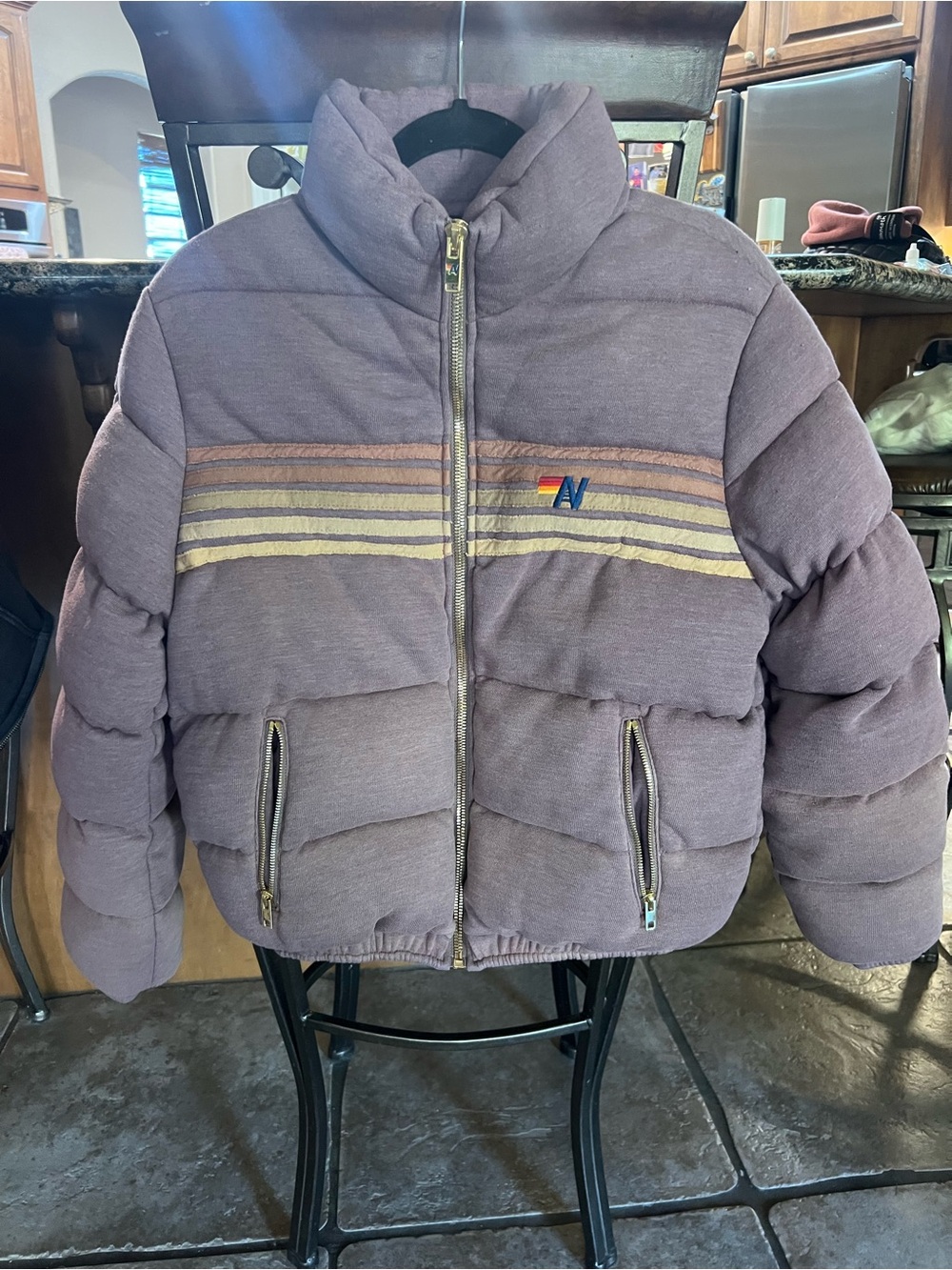 Aviator Nation Jacket -5 STRIPE FADED APRES - FADED MOCHA - Picture 2 of 6